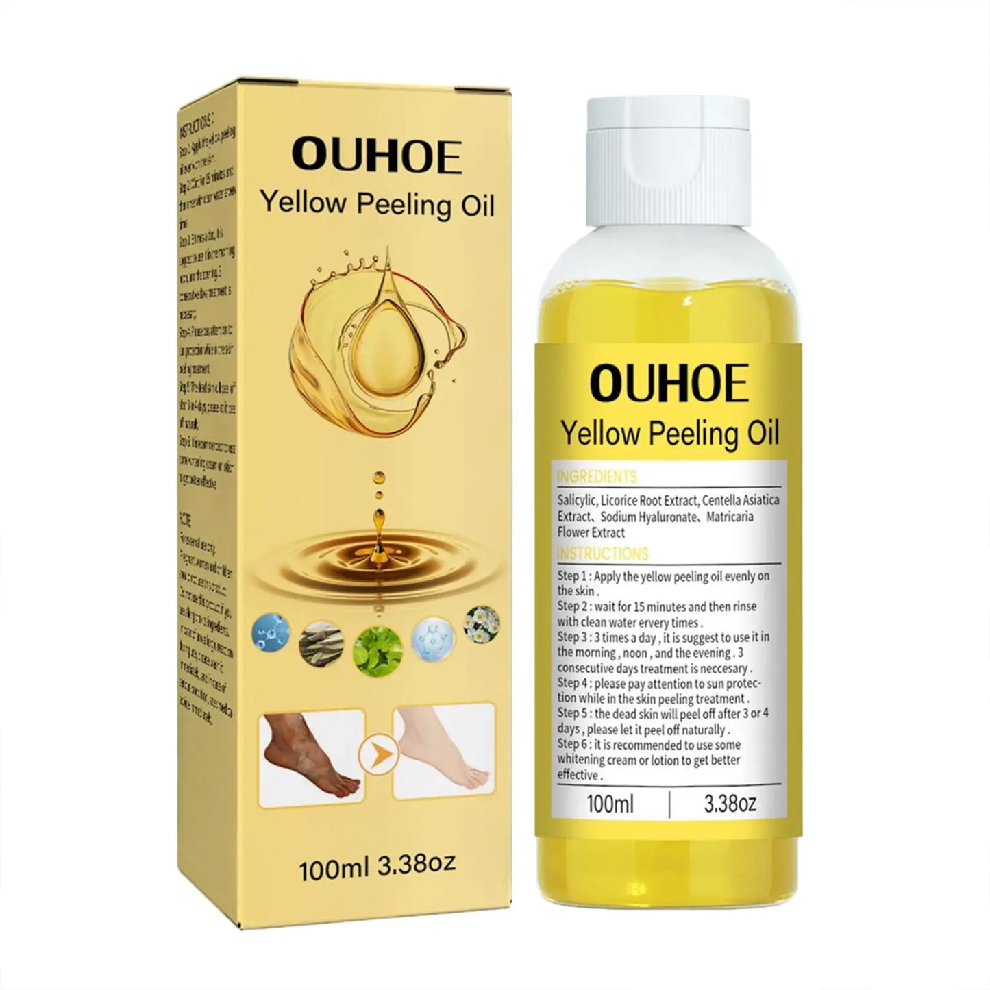 زيت التقشير الأصفر المقشر والمفتح للمناطق الخشنة والجسم من OUHOE